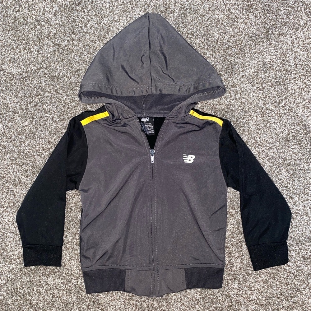 New Balance Kids Charcoal and Black Zip-Up Hoodie